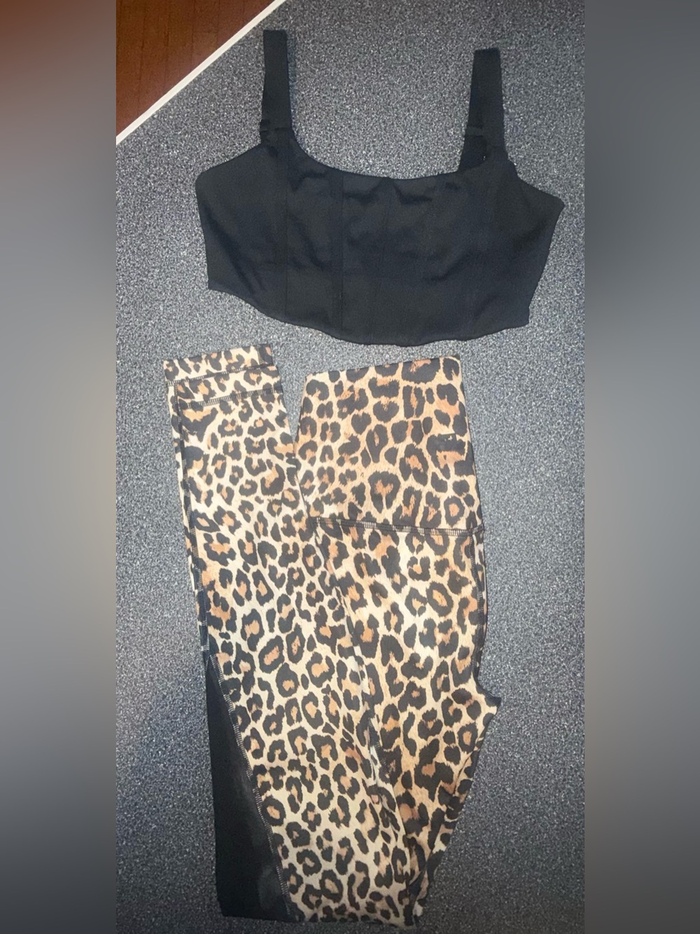 Jo & Jax Leopard Jenna Johnson Dance Set Black Bra Top/Leopard Size Adult M
